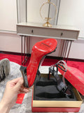 Pre Order Black Strap Luxe Heels With Red Bottom