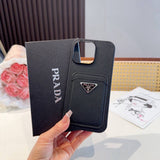 Pre Order Leather Card Holder Luxury Logo Design Black Phone Case