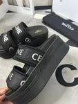 Pre Order Luxury Double Strap Logo Platform Slides (2 Colours)