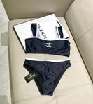 Pre Order Luxury Bandeau White Logo Bikini Set