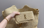Pre Order Luxury Gold Letter Logo Wicker Bag With Matching Purse (2 Colours)