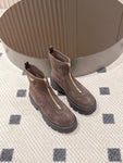 Pre Order Front Zip Logo Suede Boots
