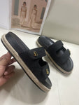 Pre Order Luxury Gold Letter Logo Strap Slides