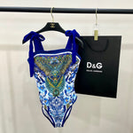 Pre Order Blue Luxury Paisley Print Swimsuit