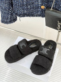 Pre Order Double Strap Luxury Logo Design Teddy Slippers