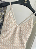 Pre Order Luxury Nude Cd Logo Design Cross Back Swimsuit