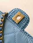 Pre Order Blue Denim Crochet Luxury Logo Chain Handbag