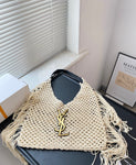 Pre Order Luxury Gold Logo Tassle Beach Bag