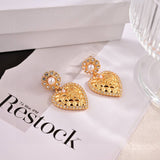 Pre Order Luxury Heart Shape Gold Pearl Earrings