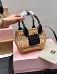 Pre Order Luxury Black Logo Design Basket Handbag