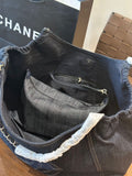 Pre Order Luxury Embroidered Logo Dark Denim Handbag