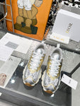 Pre Order Luxury Silver Logo Trainers With Gold Detail
