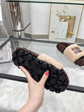 Pre Order Fluffy Luxury Logo Teddy Slippers