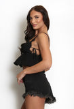 Milkmaid Pintuck Top In Black