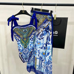 Pre Order Blue Luxury Paisley Print Swimsuit