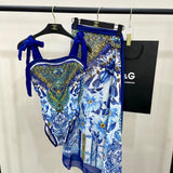 Pre Order Blue Luxury Paisley Print Swimsuit