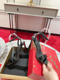 Pre Order Black Strap Luxe Heels With Red Bottom