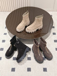 Pre Order Front Zip Logo Suede Boots