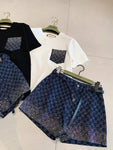 Pre Order Luxury Logo Detail Sparkle Short & T-shirt Set