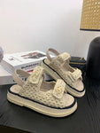 Pre Order Crochet Luxury Gold Logo Sandals