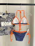 Pre Order Blue & Orange Luxury Logo Design Bikini Set