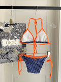 Pre Order Blue & Orange Luxury Logo Design Bikini Set