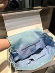 Pre Order Luxury Fainted Logo Detail Denim Chain Handbag
