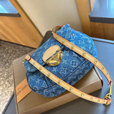 Pre Order Luxury Denim Logo Studded Strap Bag
