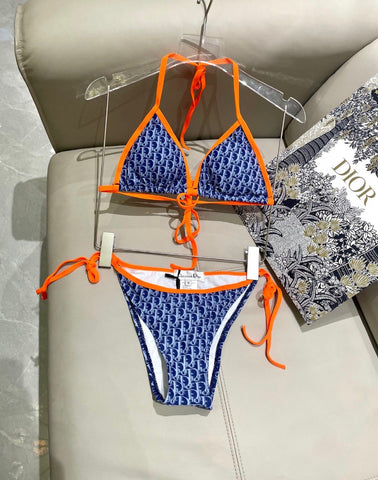 Pre Order Blue & Orange Luxury Logo Design Bikini Set