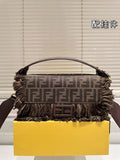 Pre Order Luxury Double Initial Tassle Detail Hand/Cross Bag In Brown