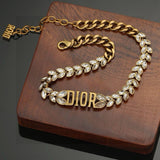 Pre Order Diamanté Luxury Logo Bracelet & Necklace Set