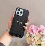 Pre Order Leather Card Holder Luxury Logo Design Black Phone Case