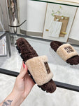 Pre Order Fluffy Luxury Logo Teddy Slippers