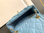 Pre Order Blue Denim Crochet Luxury Logo Chain Handbag