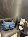 Pre Order Luxury Gold Logo Chain Denim Changing Bag