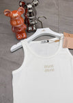 Pre Order Sparkle Logo Detail Ribbed Vest Top