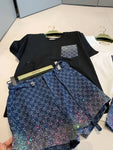 Pre Order Luxury Logo Detail Sparkle Short & T-shirt Set
