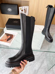Pre Order Black Leather Luxury Logo Calf Boots