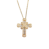 Small Gold Baguette Cross Necklace