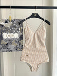 Pre Order Luxury Nude Cd Logo Design Cross Back Swimsuit