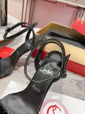 Pre Order Black Strap Luxe Heels With Red Bottom