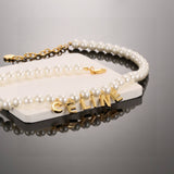 Pre Order Luxury Pearl Logo Gold Necklace