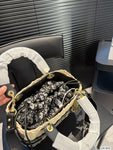 Pre Order Luxury Logo Black Stripe Basket Cross Body HandBag
