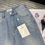 Pre Order Luxury Logo Design Ripped Flared Jeans
