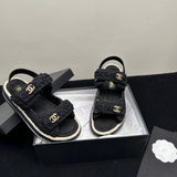 Pre Order Crochet Luxury Gold Logo Sandals
