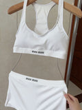 Pre Order Luxury Logo Band Ribbed White Set