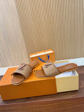 Pre Order Luxury Gold Logo Wicker Flat Mules (8 Colours)