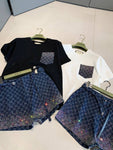 Pre Order Luxury Logo Detail Sparkle Short & T-shirt Set