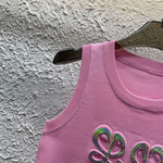 Pre Order Luxury Large Logo Design Sleevless Top (3 Colours)