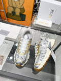 Pre Order Luxury Silver Logo Trainers With Gold Detail